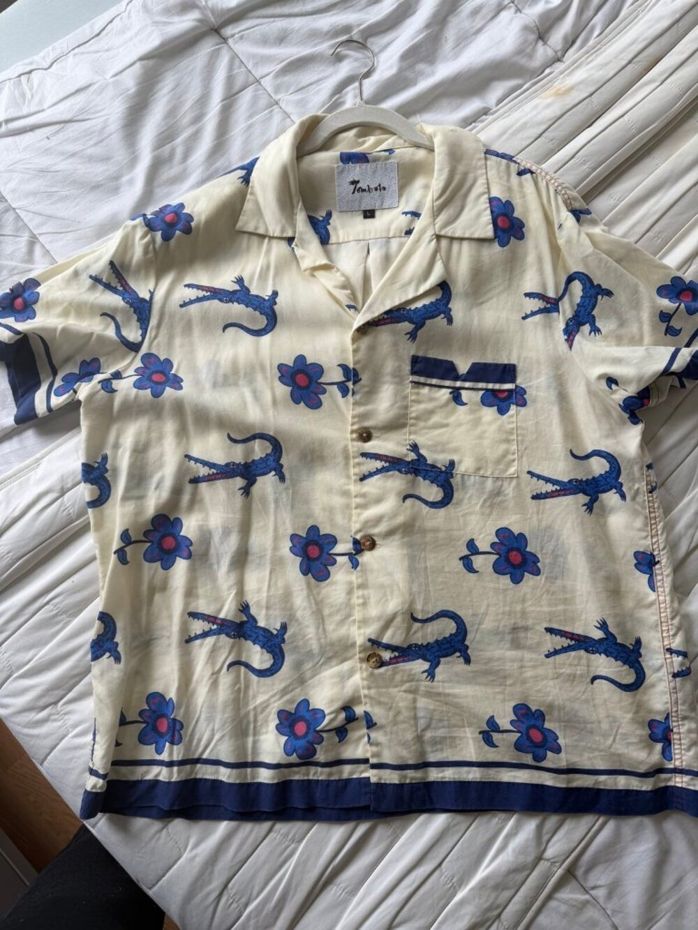 Tombolo 'Reptile Dysfunction' camp collar shirt, size L